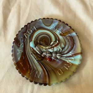 Mosser Glass 3.5" Plate All the World Loves a Clown - Multicolored